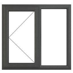 Crystal  Left-Hand Opening Clear Triple-Glazed Casement Anthracite on White uPVC Window 1190mm x 1115mm
