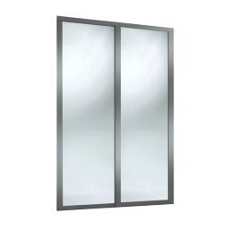 Spacepro Shaker 2-Door Sliding Wardrobe Door Kit Graphite Frame Mirror Panel 1185mm x 2260mm