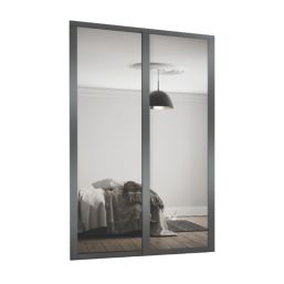 Spacepro Shaker 2-Door Sliding Wardrobe Door Kit Graphite Frame Mirror Panel 1185mm x 2260mm