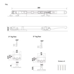 Fab & Fix Classic Non-Locking Window Stay Bar White 280mm