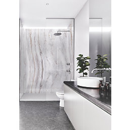 Splashwall Marmo Linea Bathroom Wall Panel Matt White  600mm x 2420mm x 10mm