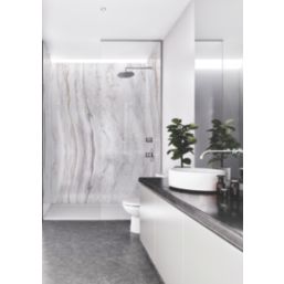 Splashwall Marmo Linea Bathroom Wall Panel Matt White  2420mm x 600mm x 10mm