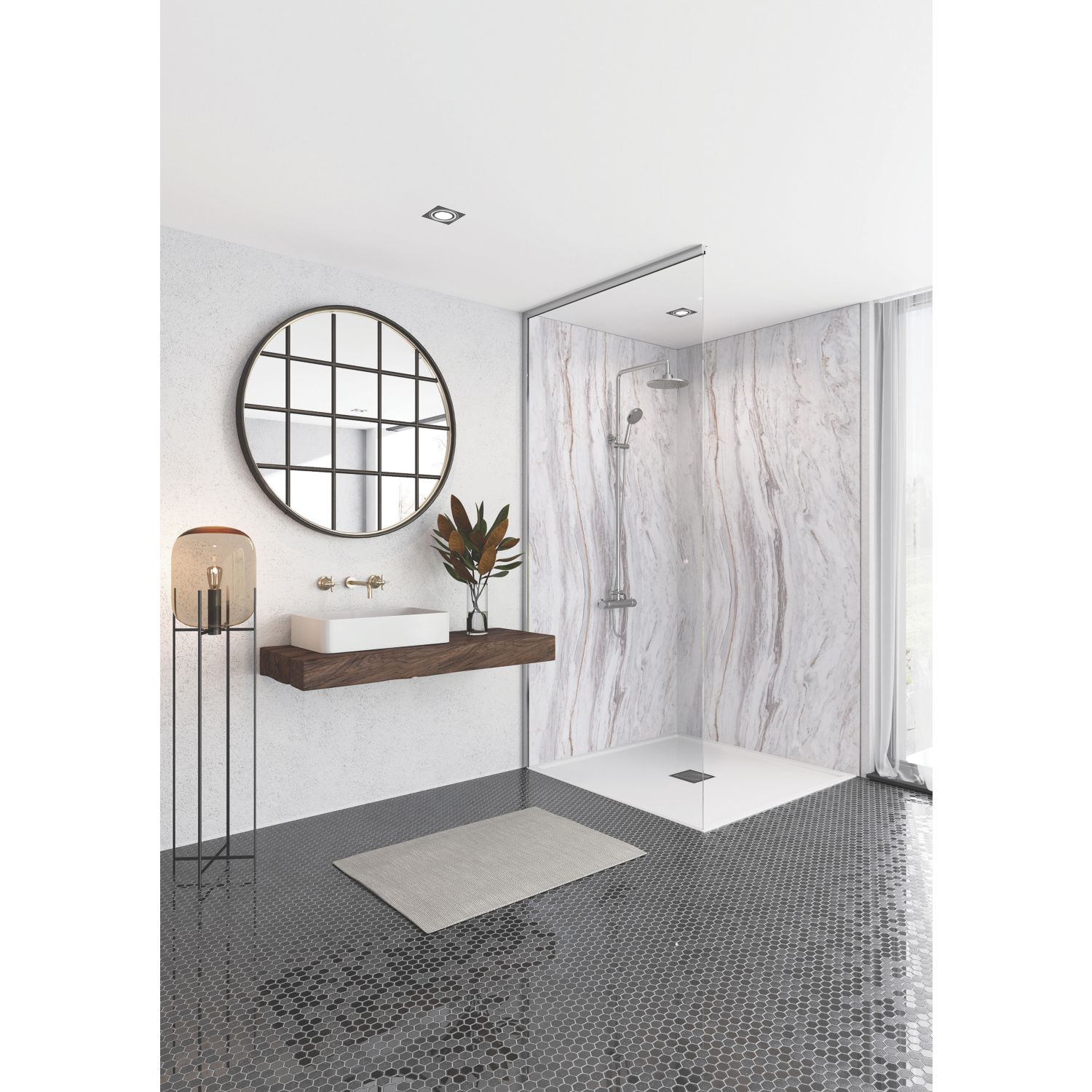 Splashwall Marmo Linea Bathroom Wall Panel Matt White 2420mm x 600mm x 10mm (127KU)
