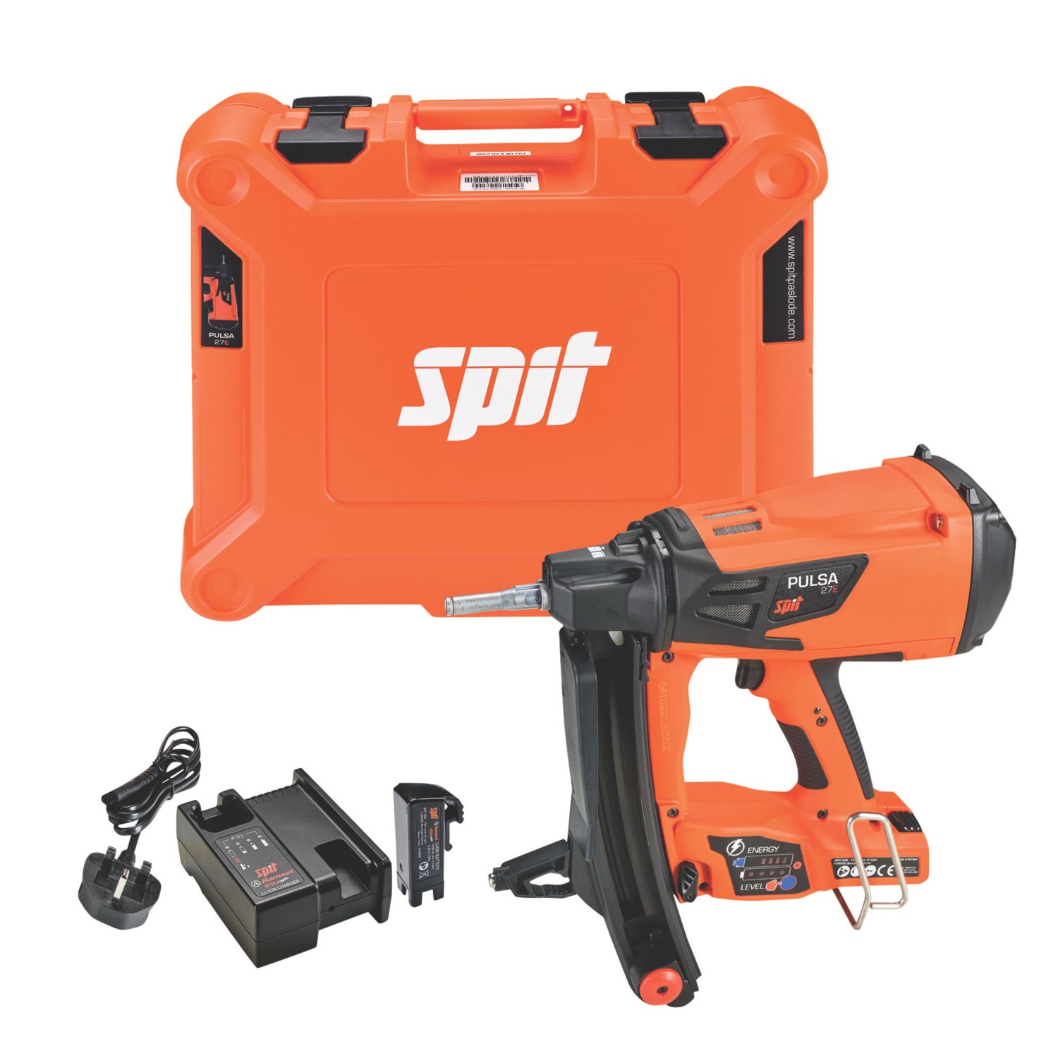 Spit Pulsa 27E 27mm 3.7V 1 x 2.5Ah Li-Ion Brushless Concrete/Steel Cordless Gas Nail Gun (127PJ)