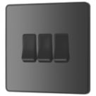 British General Evolve 20A 16AX 3-Gang 2-Way Light Switch  Black Chrome