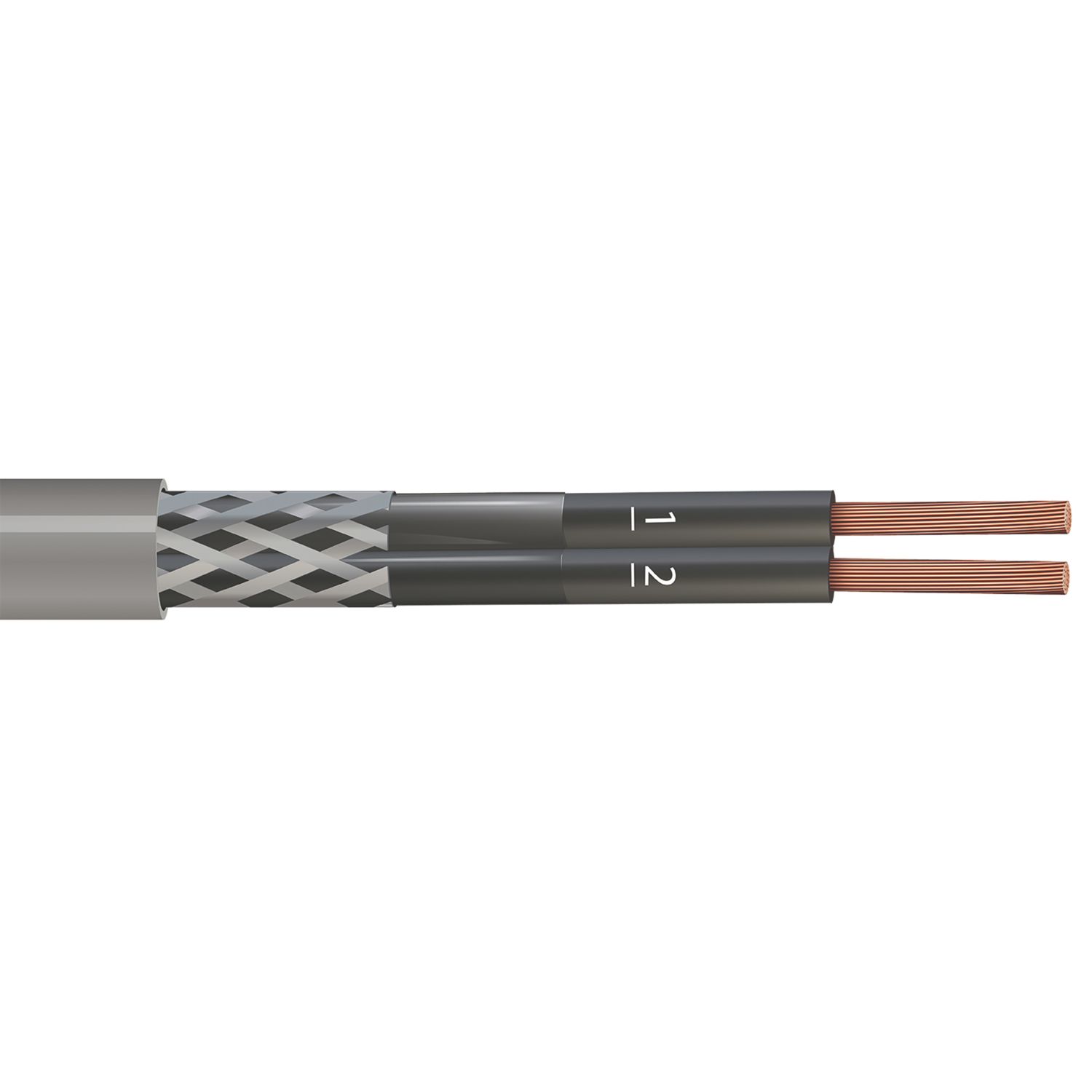 Time 2-Core CY Grey 1mm² Screened Control Cable 100m Drum (127RF)