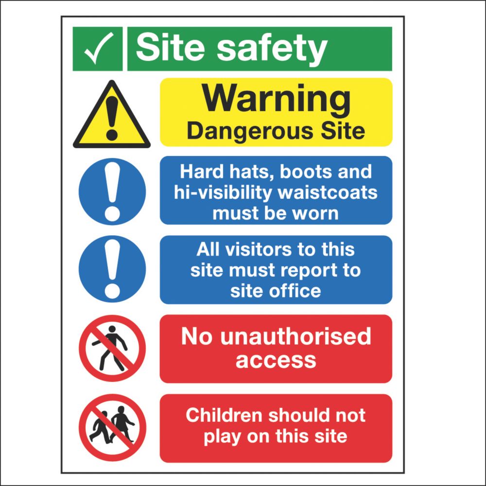 Warning "Site Safety" Signs 400mm x 300mm 50 Pack