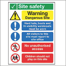 Warning "Site Safety" Signs 400mm x 300mm 50 Pack