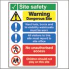 Essentials  Warning "Site Safety" Signs 400mm x 300mm 50 Pack