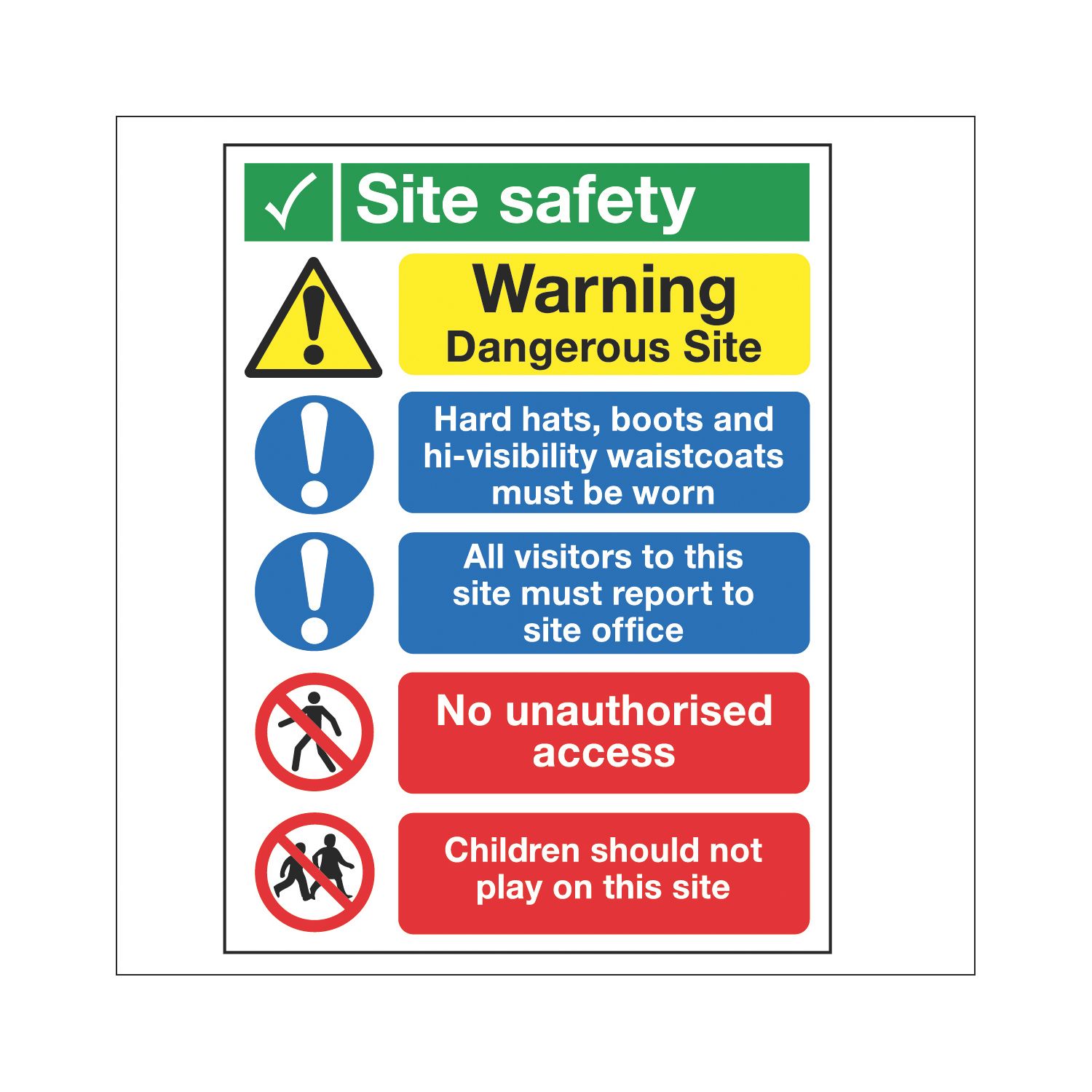 Essentials Warning "Site Safety" Signs 400mm x 300mm 50 Pack (1283T)