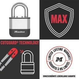 Master Lock PK5EURD  All-Weather   Elite Laminated Padlock  Silver & Black 52mm