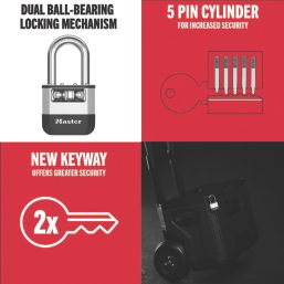 Master Lock PK5EURD  All-Weather   Elite Laminated Padlock  Silver & Black 52mm