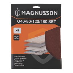 Magnusson  40/80/120/180 Grit Multi-Material Hand Sanding Sheets 280mm x 230mm 5 Pieces