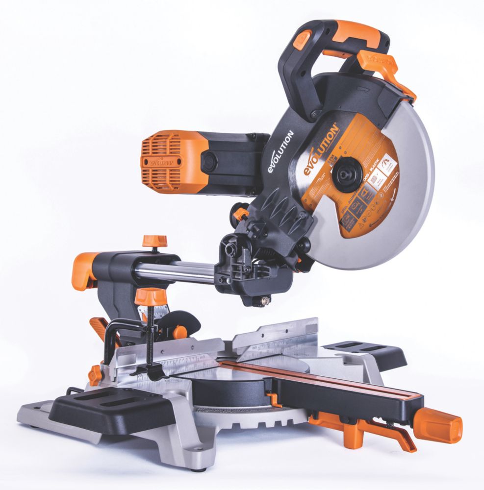 Evolution R255SMS-DB 255mm Electric Double-Bevel Sliding Multi-Material  Mitre Saw 220-240V Screwfix