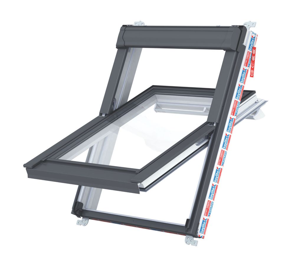 Keylite  Manual Centre-Pivot Grey & White uPVC Roof Window Clear 550mm x 780mm