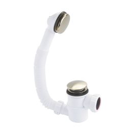 McAlpine Adjustable Bath Trap With Brushed Brass Click‑Clack Waste/Plug
