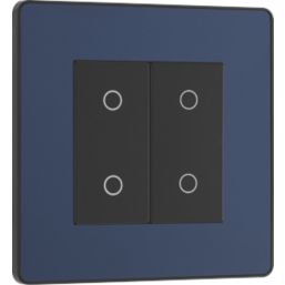British General Evolve 1-Gang 2-Way LED Double Master Touch Trailing Edge Dimmer Switch  Blue with Black Inserts