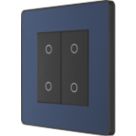 British General Evolve 1-Gang 2-Way LED Double Master Touch Trailing Edge Dimmer Switch  Blue with Black Inserts