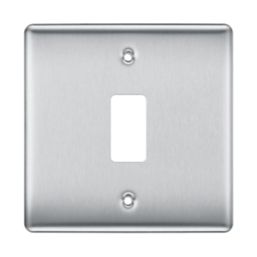 British General Nexus Metal Grid 1-Module Grid Faceplate Brushed Steel