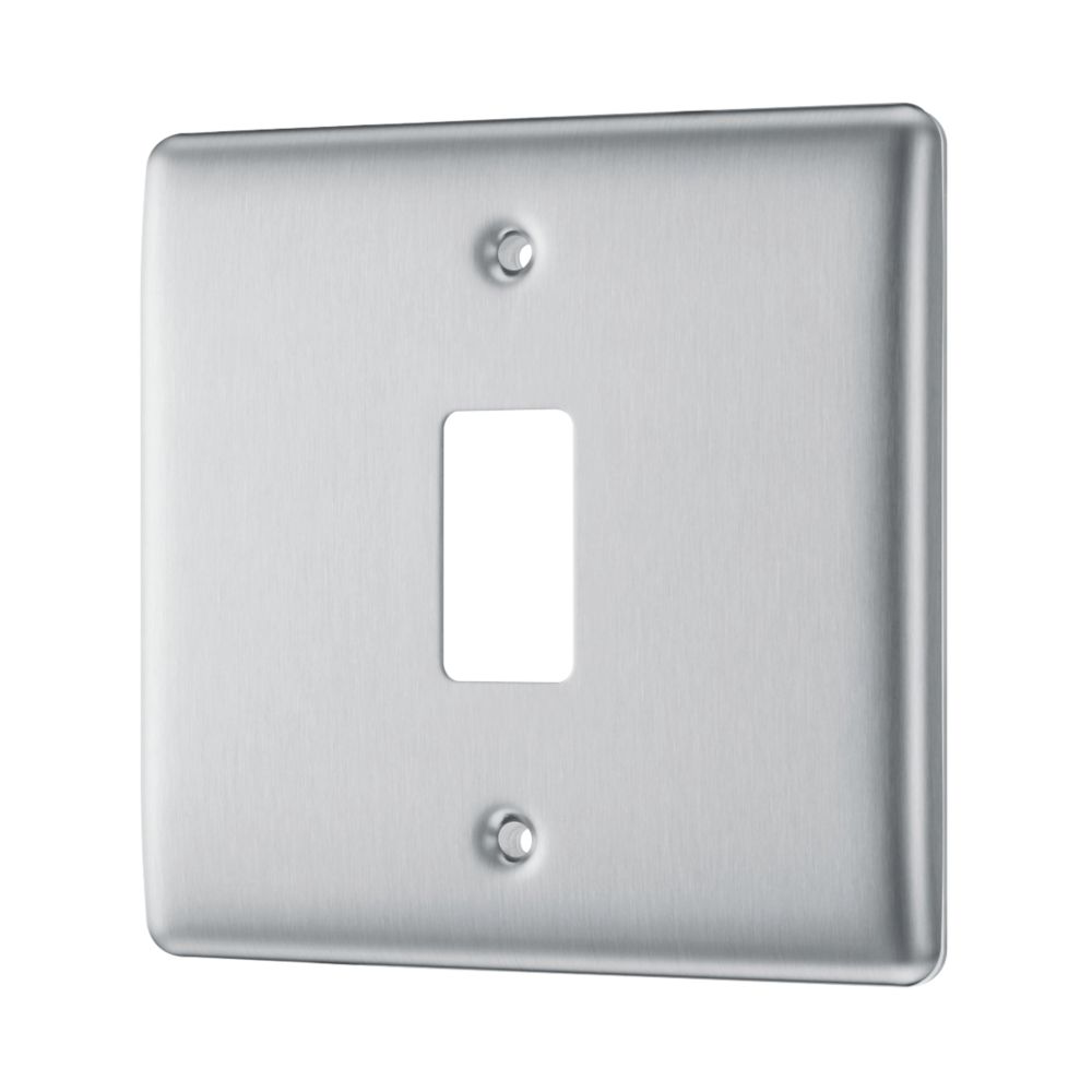 British General Nexus Metal Grid 1-Module Grid Faceplate Brushed Steel