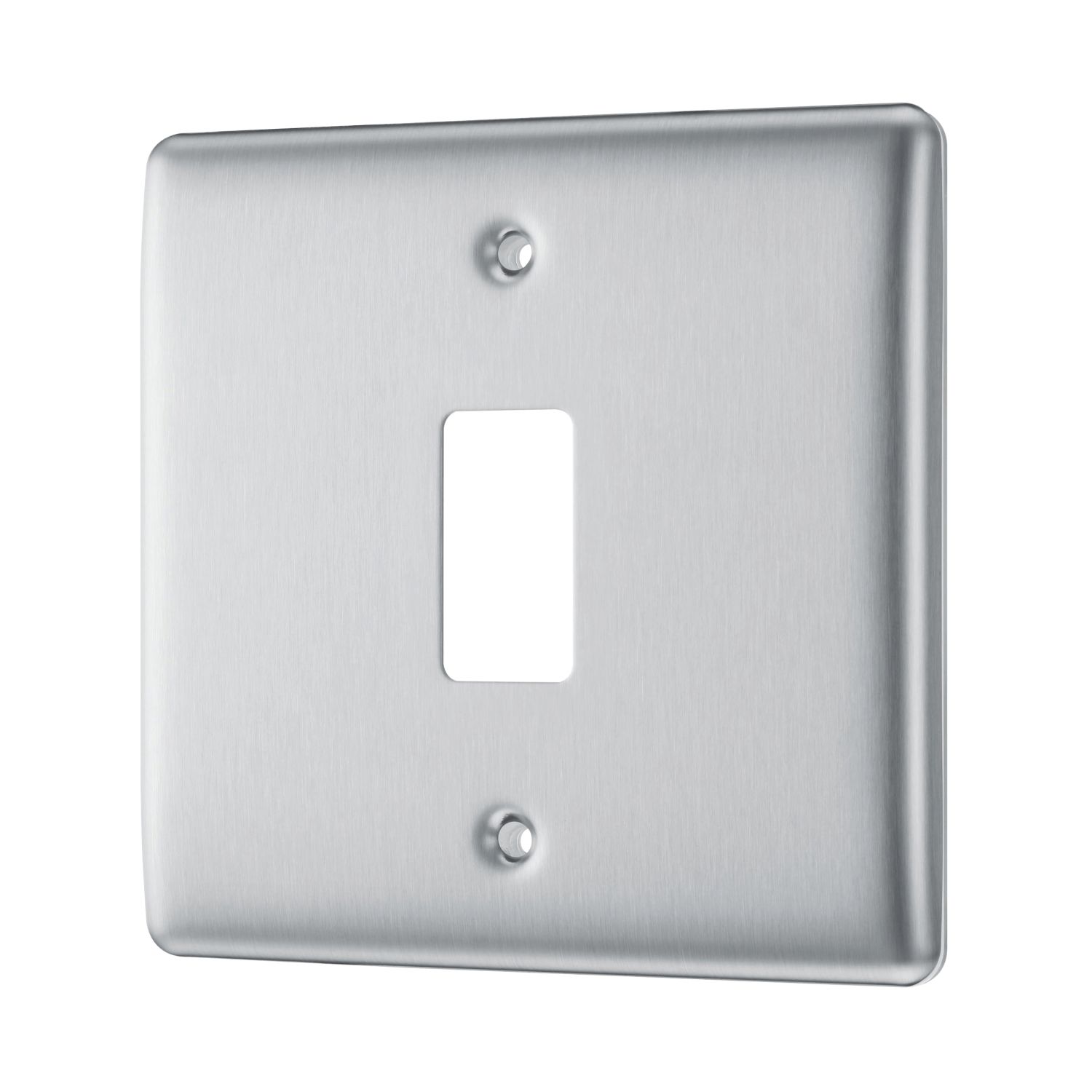 British General Nexus Metal Grid 1-Module Grid Faceplate Brushed Steel (128RF)