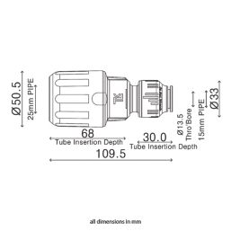 Flomasta  MDPE Adaptor 25mm x 15mm