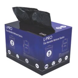 L-PRO  Black Tie Handle Refuse Sacks/Bin Liners in Dispenser Box 100Ltr 75 Pack