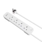 Masterplug 13A 4-Gang Switched Surge-Protected Extension Lead + 3.25A 3-Outlet Type A & C USB Charger Matt White 2m