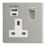 Contactum Lyric 13A 1-Gang DP Switched Socket + 3.1A 15.5W 1-Outlet Type A & C USB Charger Brushed Stainless Steel with White Inserts