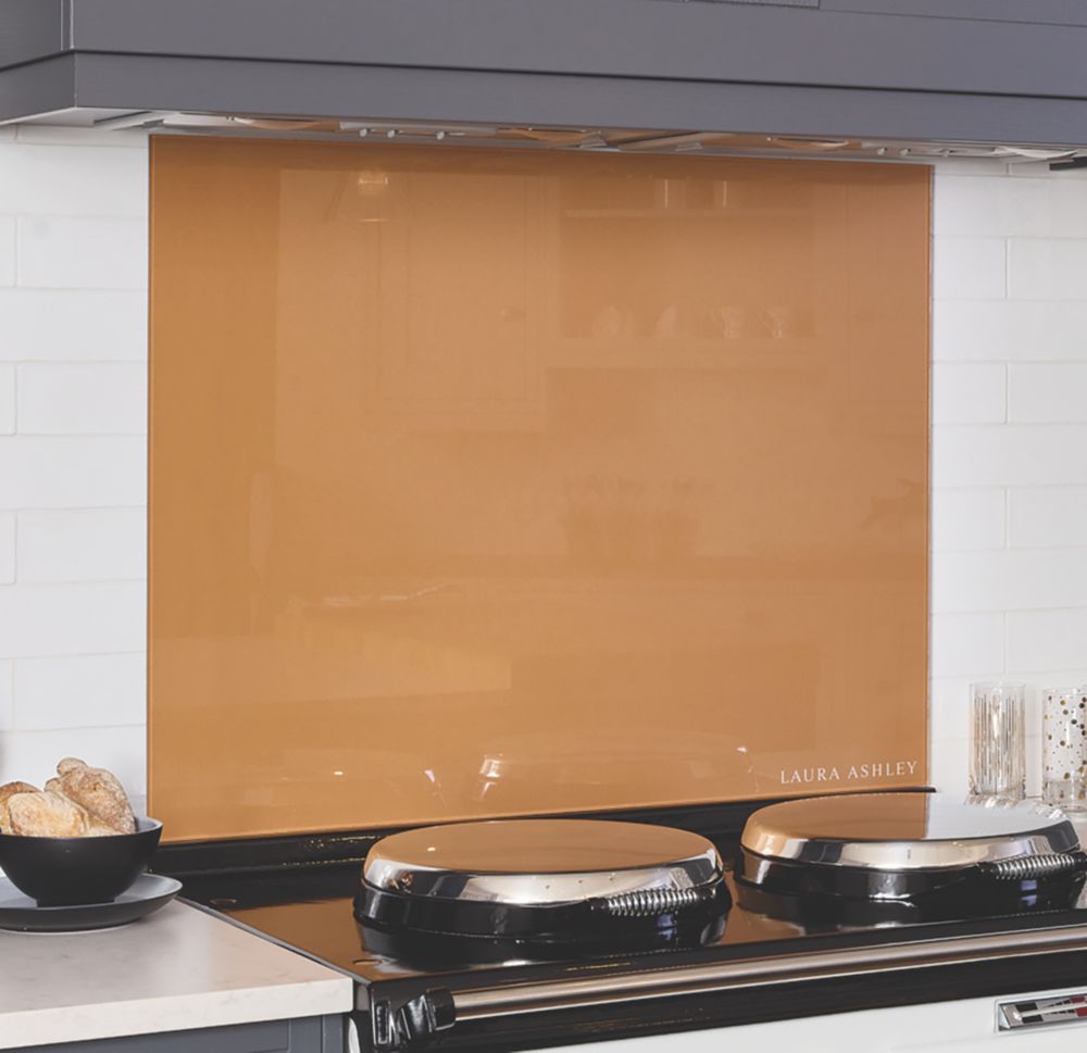 Laura Ashley  Copper Self-Adhesive Glass Kitchen Splashback 900mm x 750mm x 6mm