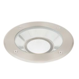 Saxby Hoxton 185mm Outdoor Round LED Recessed Ground Light Brushed Stainless Steel 16.5W 1550lm