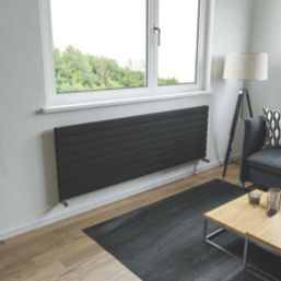 Ximax Oceanus Duplex 595mm x 1800mm 5922BTU Black Horizontal Designer Radiator