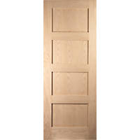 Jeld-Wen  Unfinished Oak Veneer Wooden 4-Panel Shaker Internal Fire Door 2040 x 826mm