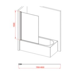 Framed Matt Black Bath Screen Reversible 800mm x 1500mm