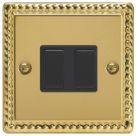 Varilight  10A 2-Gang 2-Way Light Switch  Georgian Brass