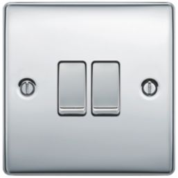 British General Nexus Metal 10AX 2-Gang 2-Way Light Switch  Polished Chrome