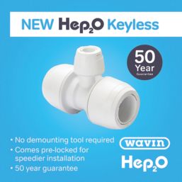 Hep2O  Plastic Push-Fit Reducing Keyless Tee 22mm x 22mm x 10mm