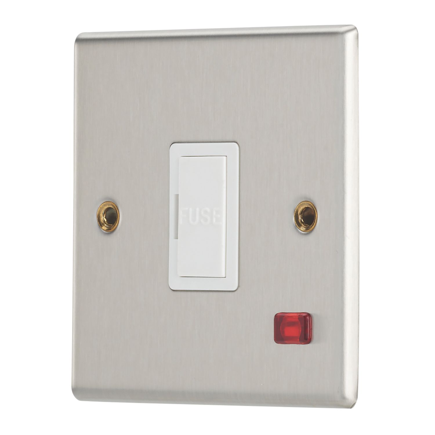 Contactum iConic 13A Unswitched Fused Spur with Neon Brushed Steel with White Inserts (130RK)