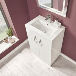 Ablis Freestanding Vanity Unit Gloss White 600mm x 390mm x 844mm