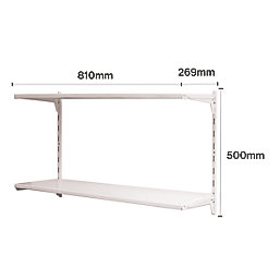 RB UK  2-Tier Powder-Coated Steel Home Office Shelving Unit 810mm x 270mm x 500mm