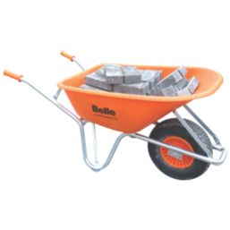 Altrad Belle Warrior Pneumatic Wheels HDPE Wheelbarrow Silver/Orange 100Ltr