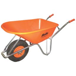 Altrad Belle Warrior Pneumatic Wheels HDPE Wheelbarrow Silver/Orange 100Ltr