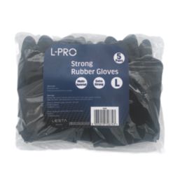 L-PRO  Heavy Duty Rubber Gloves Black Large 5 Pairs