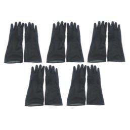 L-PRO  Heavy Duty Rubber Gloves Black Large 5 Pairs