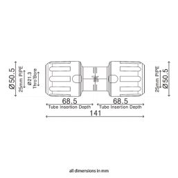 Flomasta  MDPE Coupler 25mm x 25mm