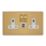Varilight  13A 2-Gang SP Switched Socket + 3A 45W 2-Outlet Type C USB Charger Brushed Brass with White Inserts