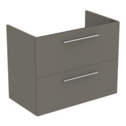 Ideal Standard i.life A Wall-Hung Vanity Unit with Chrome Handles & Basin Matt Quartz Grey 800mm x 440mm x 630mm