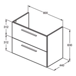 Ideal Standard i.life A Wall-Hung Vanity Unit with Chrome Handles & Basin Matt Quartz Grey 800mm x 440mm x 630mm
