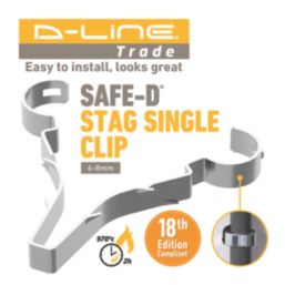 D-Line Safe-D Fire Rated Single Stag Clip 6-8mm² Silver 50 Pack