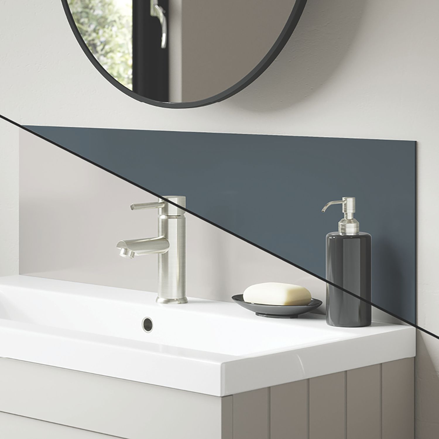 Splashwall Malibu / Storm Vanity Splashback Gloss Beige/Blue 250mm x 800mm x 4mm (131KU)